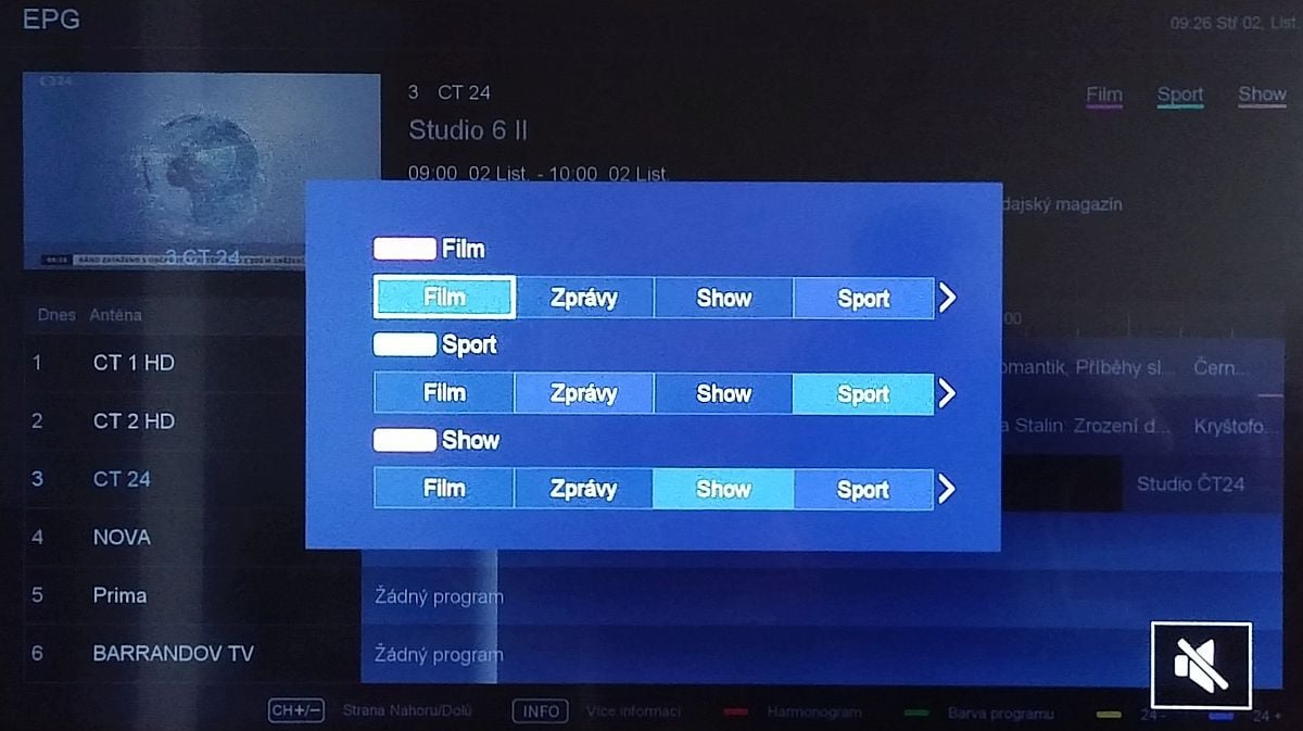 Hisense H43M3000 a H50M3300 - EPG