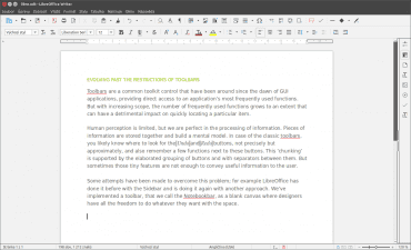 Současné rozvržení rozhraní LibreOffice