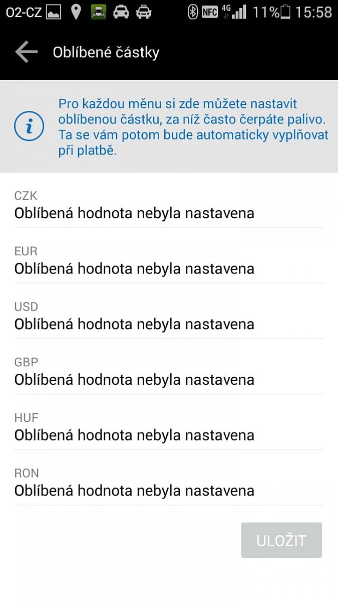 Pro platbu v různých měnách si můžete přednastavit předvyplněné částky.