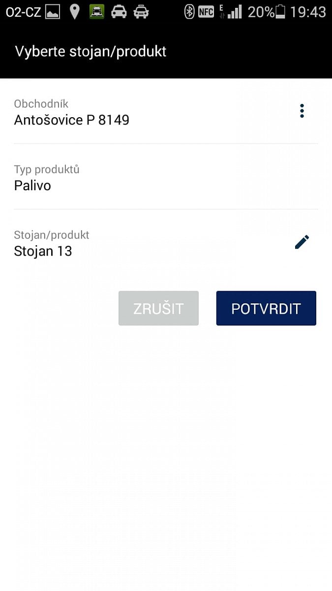 Vyberte si číslo stojanu, u kterého stojíte. Pokud stojan není popsaný, zeptejte se obsluhy. Platí typicky pro tankování LPG, CNG a Adblue.