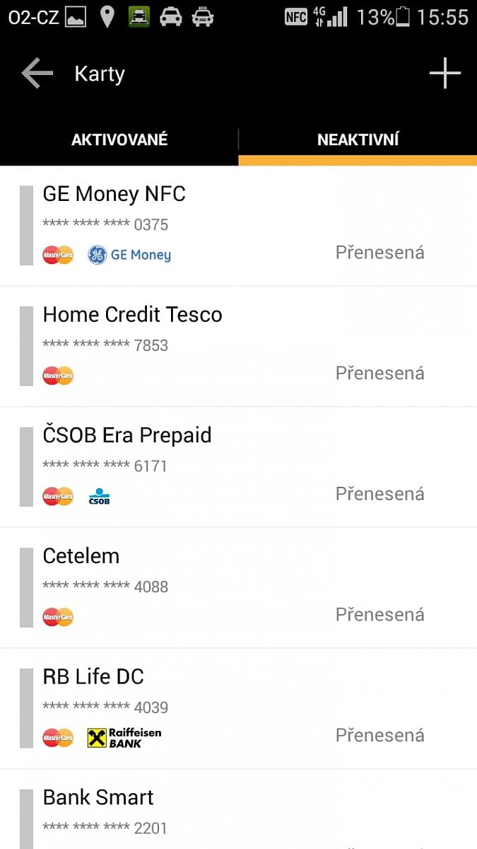 Vyberete si, kterou kartou zaplatíte.