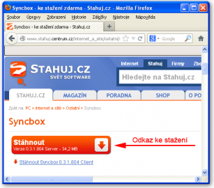 Odkaz pro stažení instalačního souboru SynboxServer.exe
