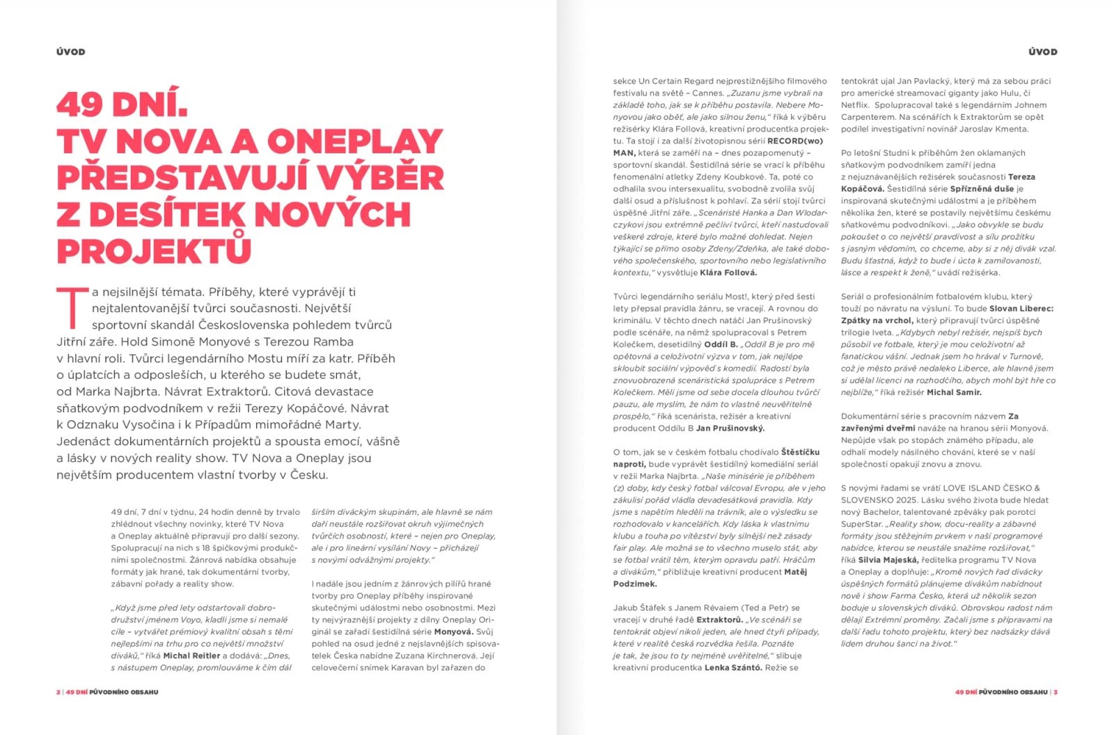 Nové formáty a pořady TV Nova a Oneplay (2025)