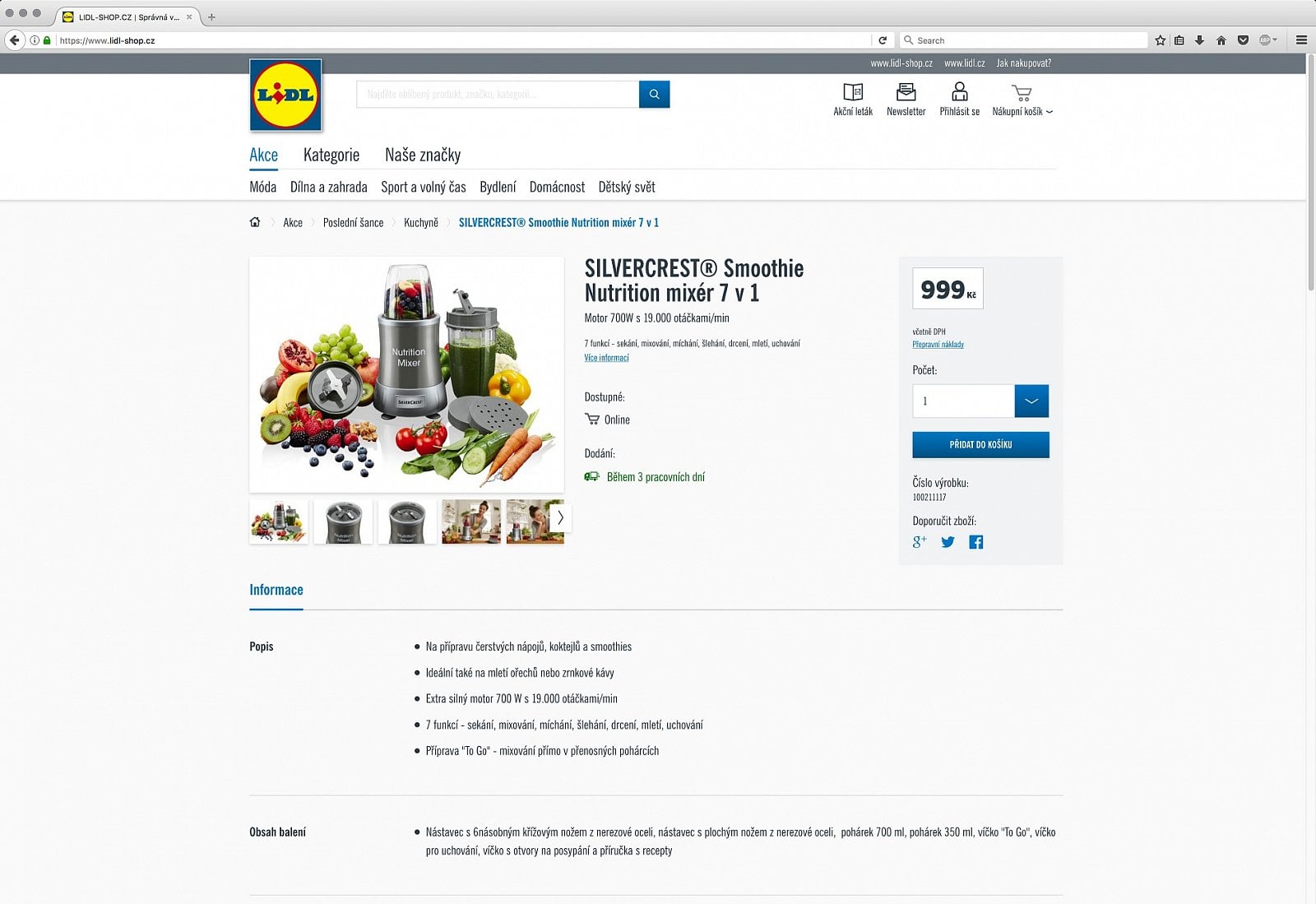 Produkt v nabídce e-shopu