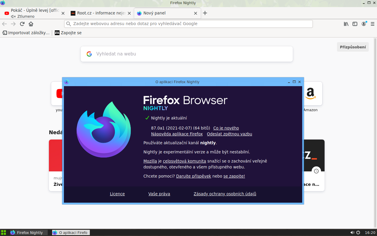 Novinky jsou zatím dostupné jen v nočním sestavení (Nightly).