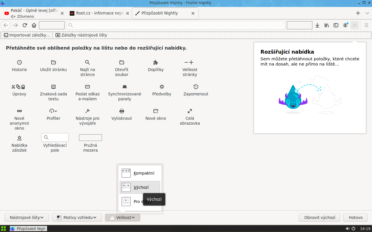 … přes výchozí střední…