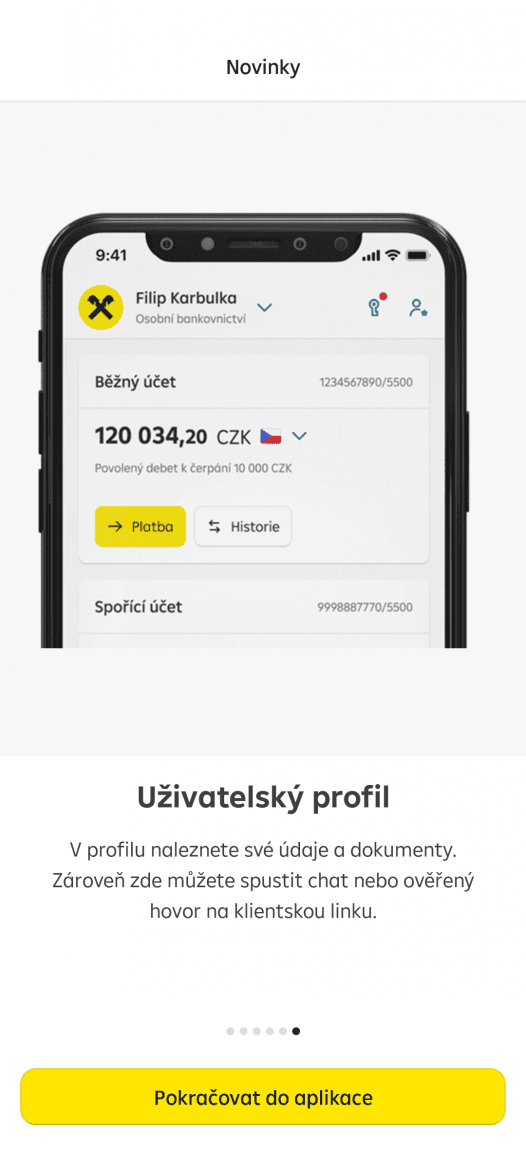Nová aplikace mobilního bankovnictví Raiffeisenbank. (14. 9. 2022)