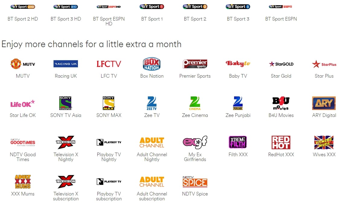 Programová nabídka Virgin TV