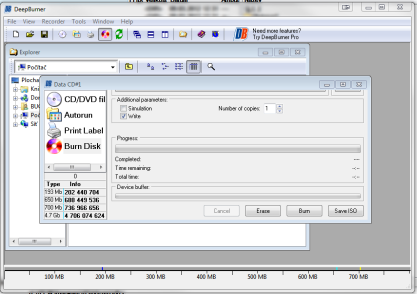 DeepBurner vyplauje CD/DVD/ISO/audio