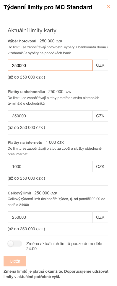 Expobank. Nastavení debetní karty. (4. 5. 2021)(4. 5. 2021)