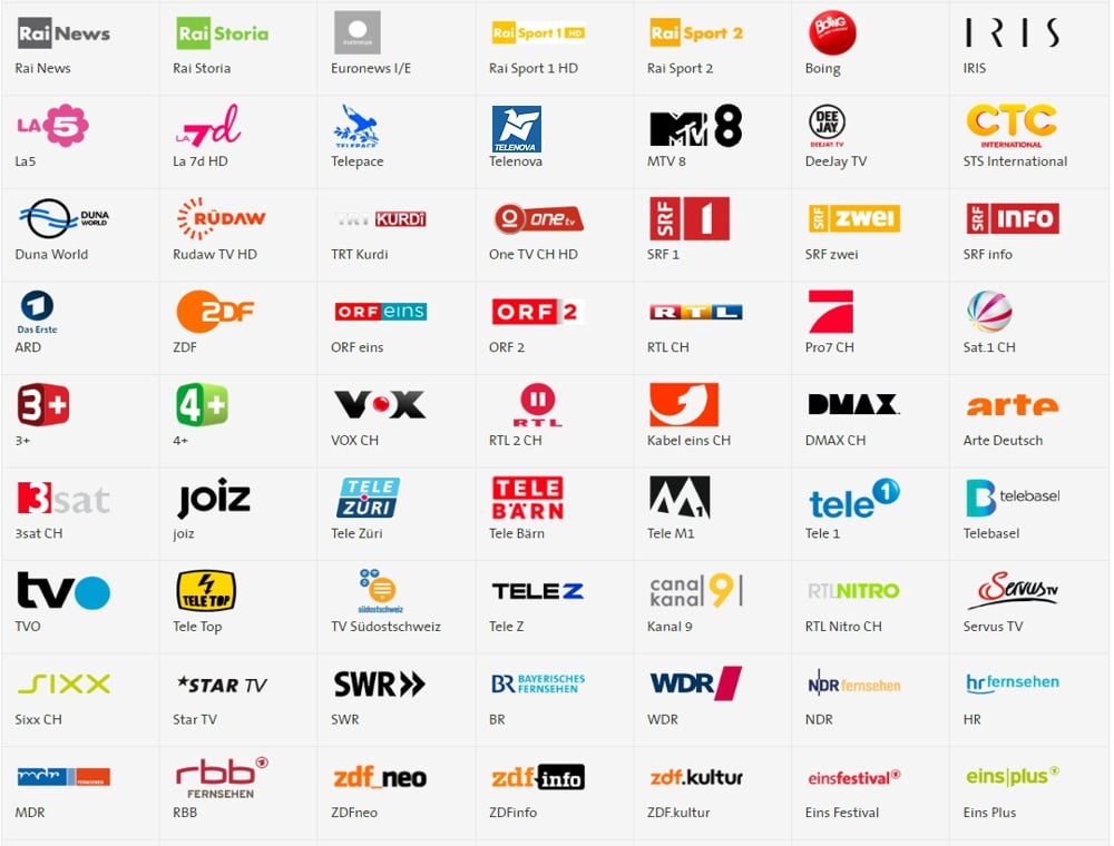 Swisscom TV Air - přehled programů Deutsch+