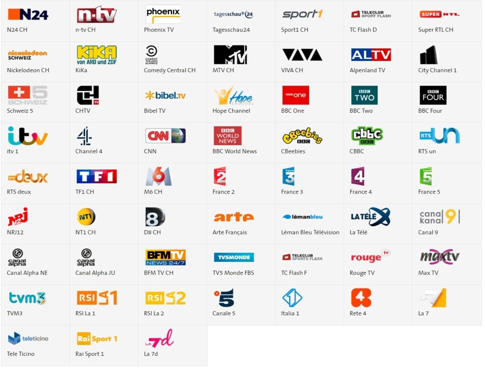 Swisscom TV Air - přehled programů Deutsch+