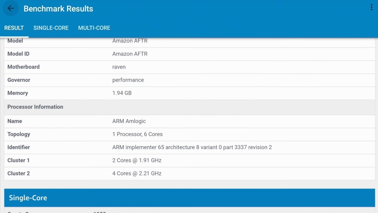Amazon Fire TV Cube 2: Benchmarky