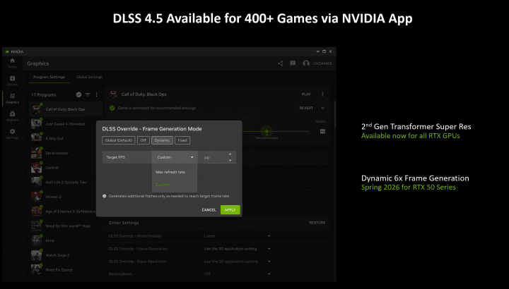 Nvidia uvádí DLSS 4.5: Prezentace