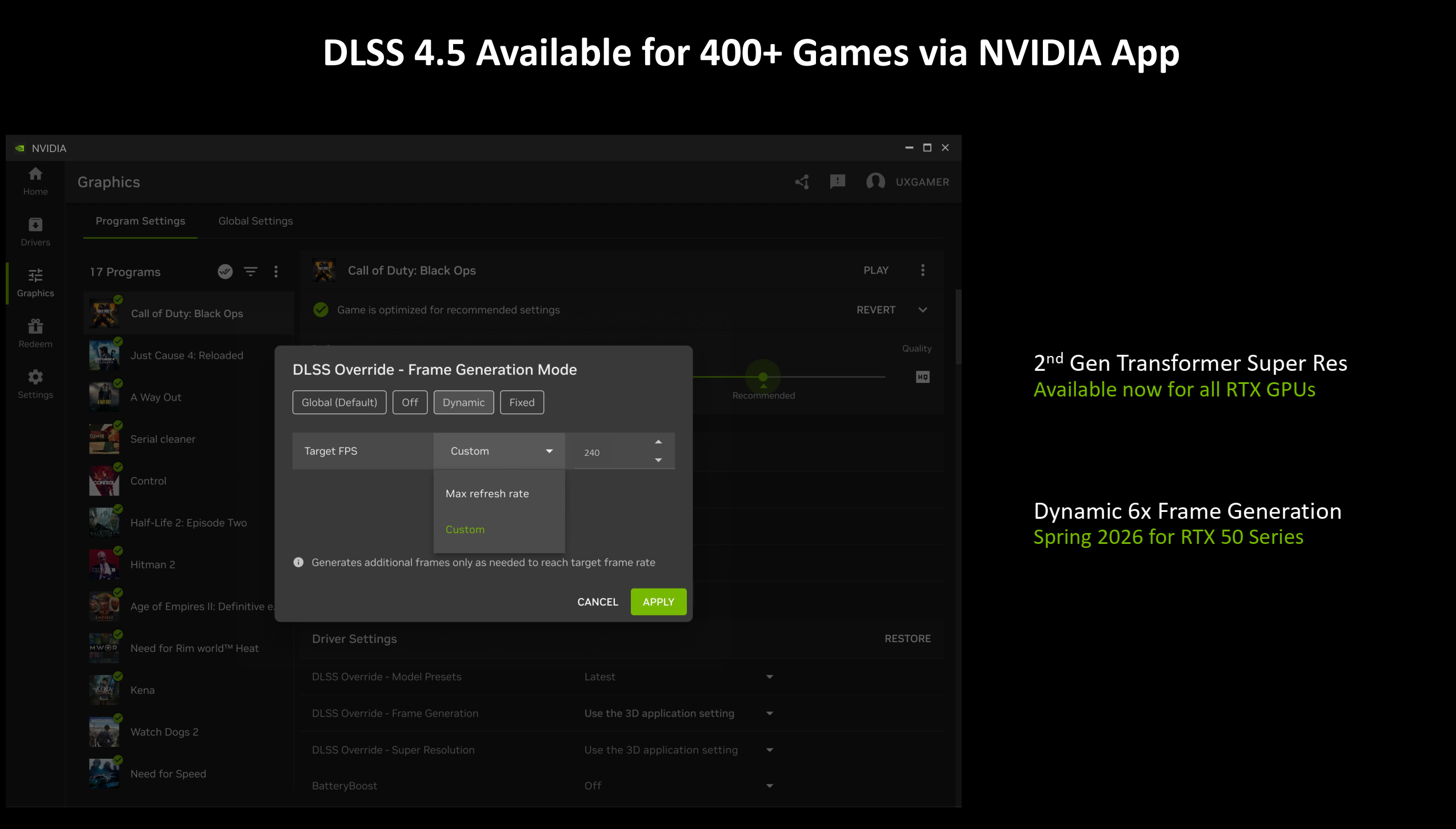 Nvidia uvádí DLSS 4.5: Prezentace