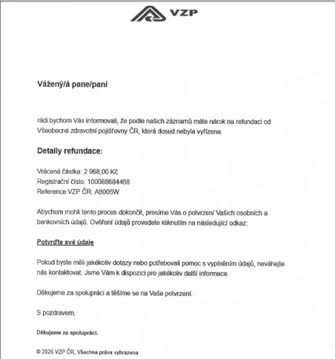 Znění textu v podvodných e-mailech