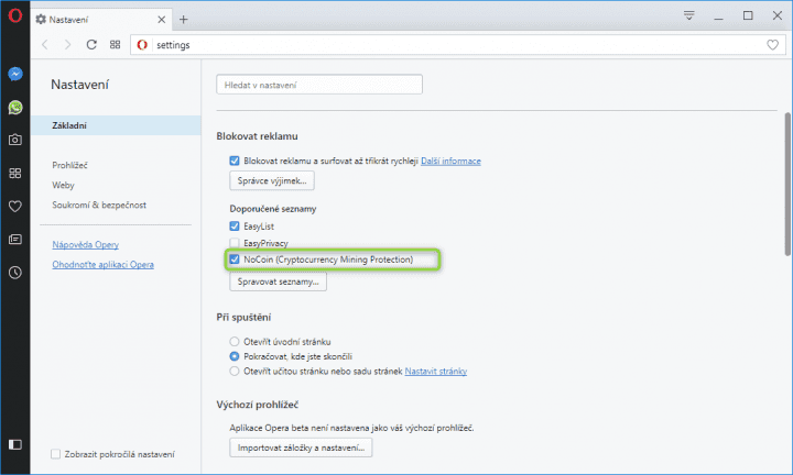 Opera 50 přidává možnost blokovat těžbu kryptoměn v prohlížeči