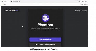 Podvodné stránky, které se tváří jako kryptopeněženky