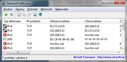 Pomocí NetworkTrafficView můžete sledovat síťový provoz