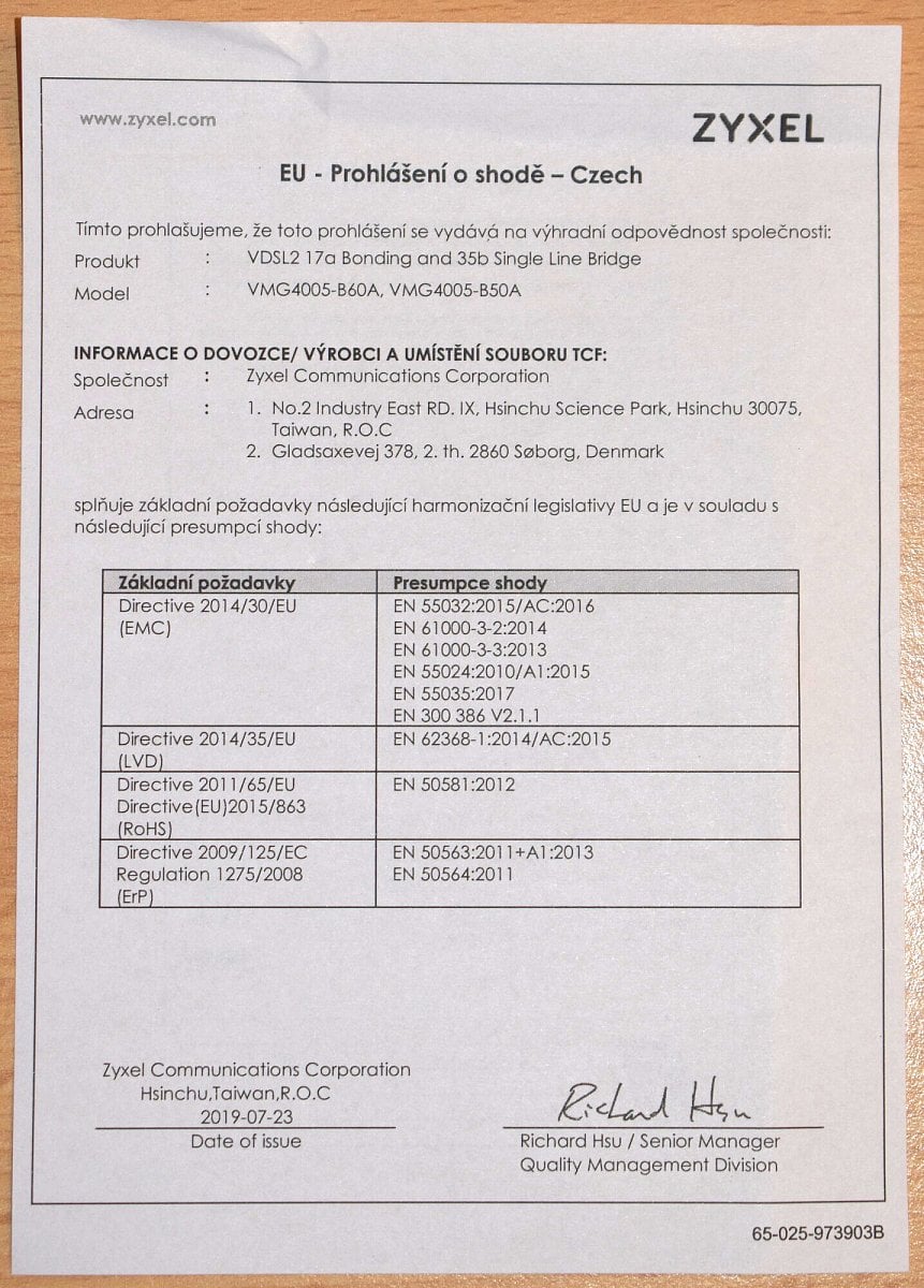 Prohlášení o shodě