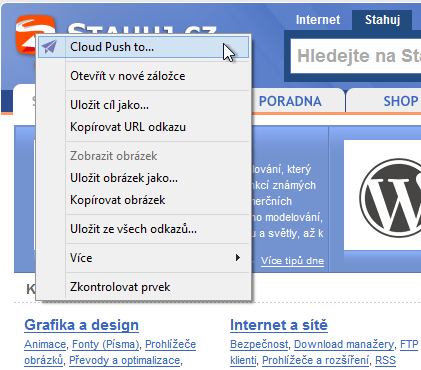 Do cloudu můžete uložit také libovolný obrázek z webu