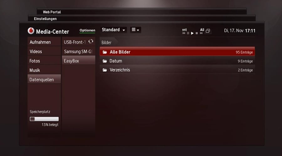 Media Center – správa datových zdrojů