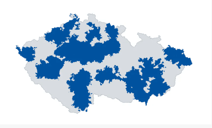 Mapa rozvozu obchodního řetězce Tesco.