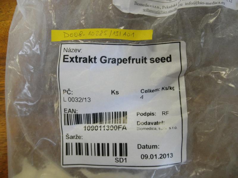 Grapefruitový extrakt obsahoval látky schválené pro použití například v pesticidech, konzervantech na dřevo a plech, repelentech aj.