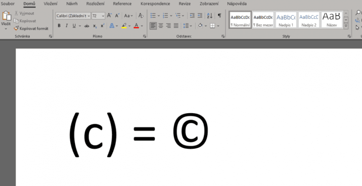 Jak se píše copyright ve Wordu