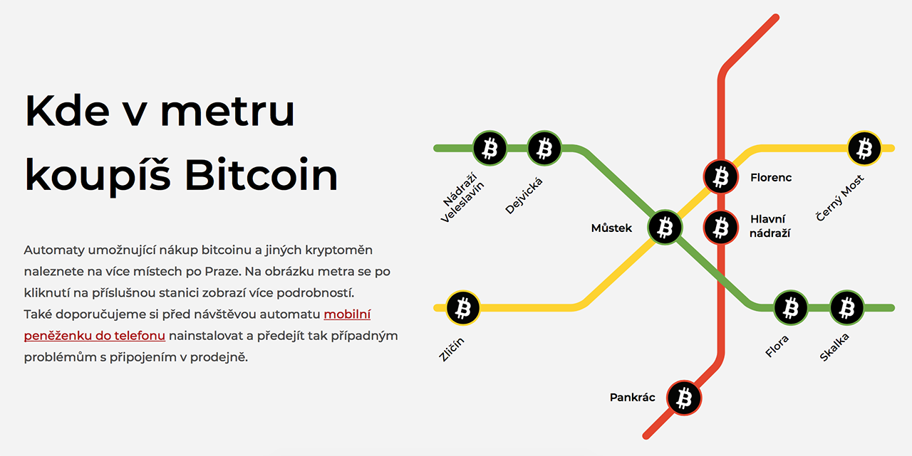 Bankomaty na bitcoin v pražském metru