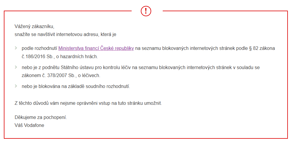 Polymarket - blokovani - Vodafone