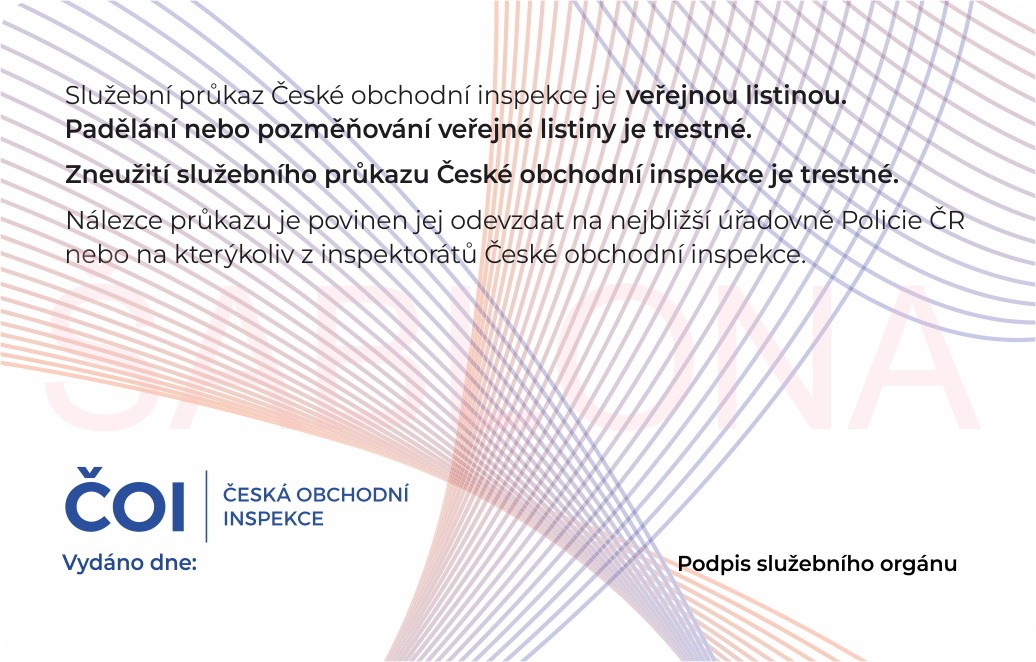 Vzor průkazu ČOI
