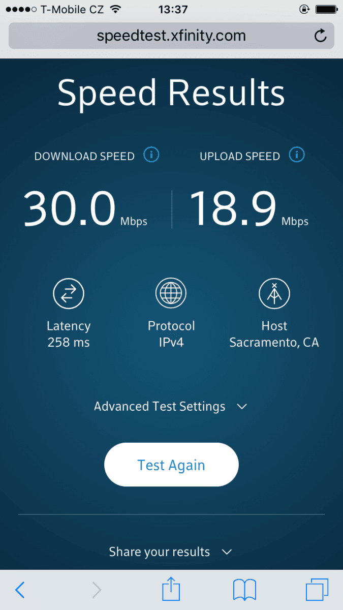 Rychlost internetu na zastávce (2,4 GHz)