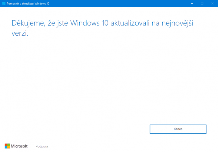 Pomocník pro instalaci nejnovější verze Windows 10