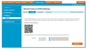 V IB ČSOB klikněte vlevo na záložku „NaNákupy“ a klikněte na aktivaci. Nechte si zaslat SMS klíč.