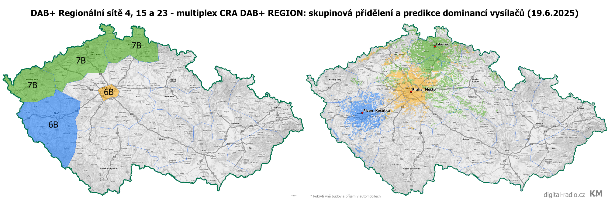 DAB+ regionální sítě ČRA