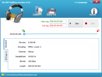 My MP3 Splitter slouží, jak název napovídá, k dělení nahrávek ve formátu MP3