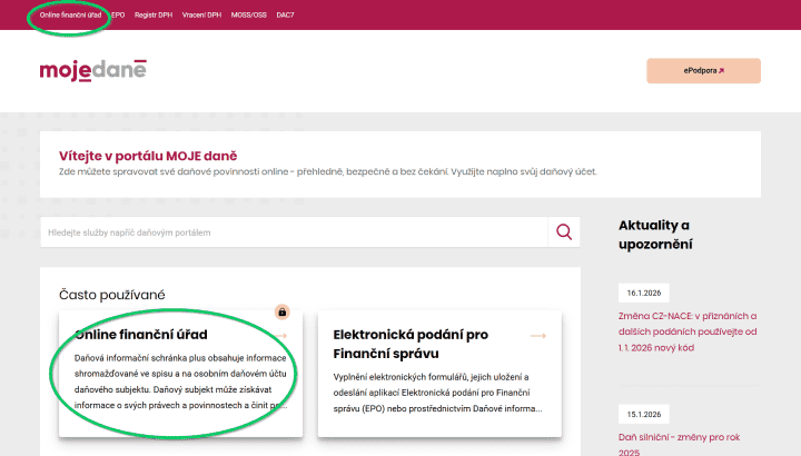 Návod na podání daňového přiznání k dani z nemovitosti online.