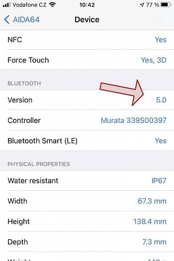 Verze Bluetooth na iOS