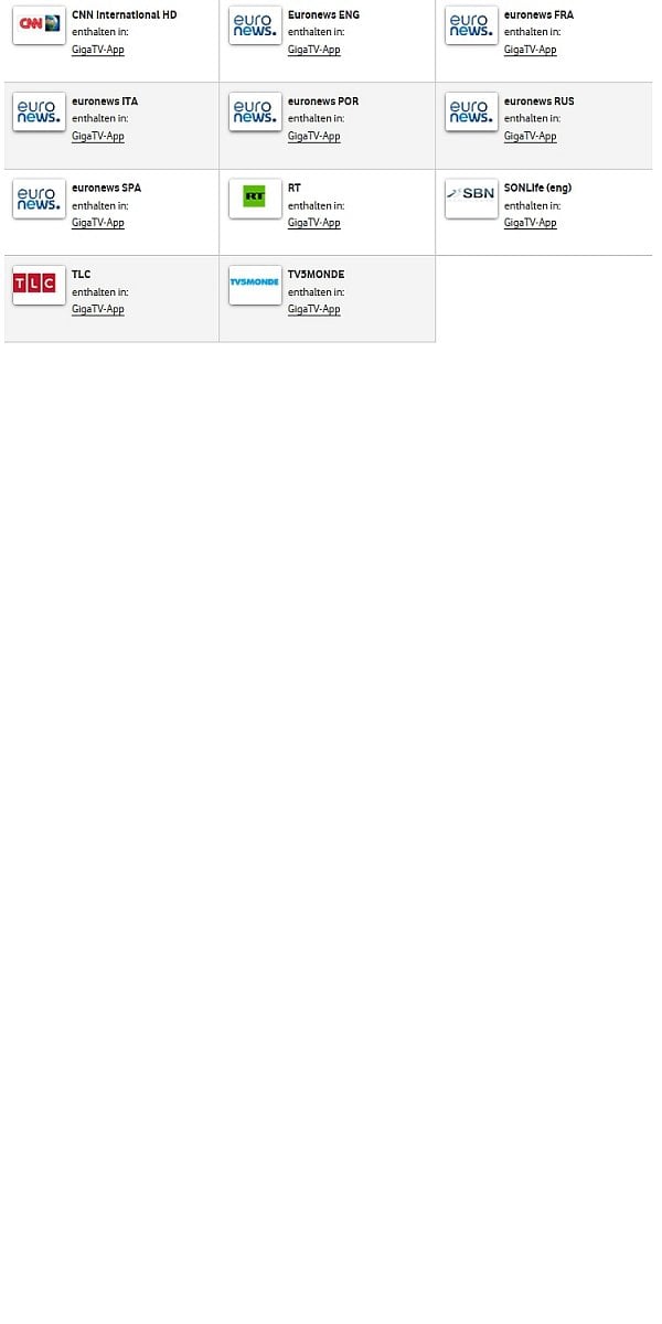 Kompletní nabídka pro GigaTV App