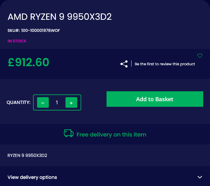 Ryzen 9 9950X3D2 Dual Edition v britském obchodě GamingKit