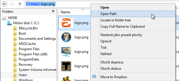<p>Díky kontextové nabídce můžete se souborem ihned pracovat</p>