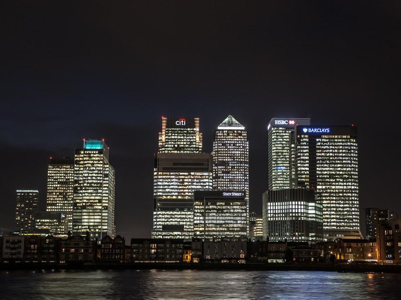  Londýnská čtvrť Canary Wharf