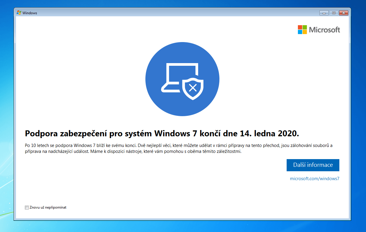 Na skončení podpory Windows 7 Microsoft několikrát upozornil