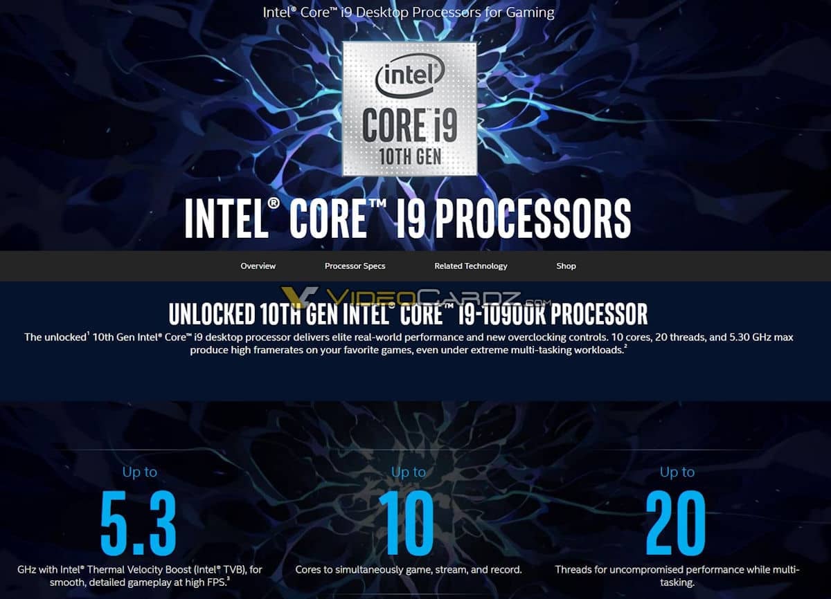 Uniklý promo materiál pro Intel Core i9-10900K (Zdroj: VideoCardz)