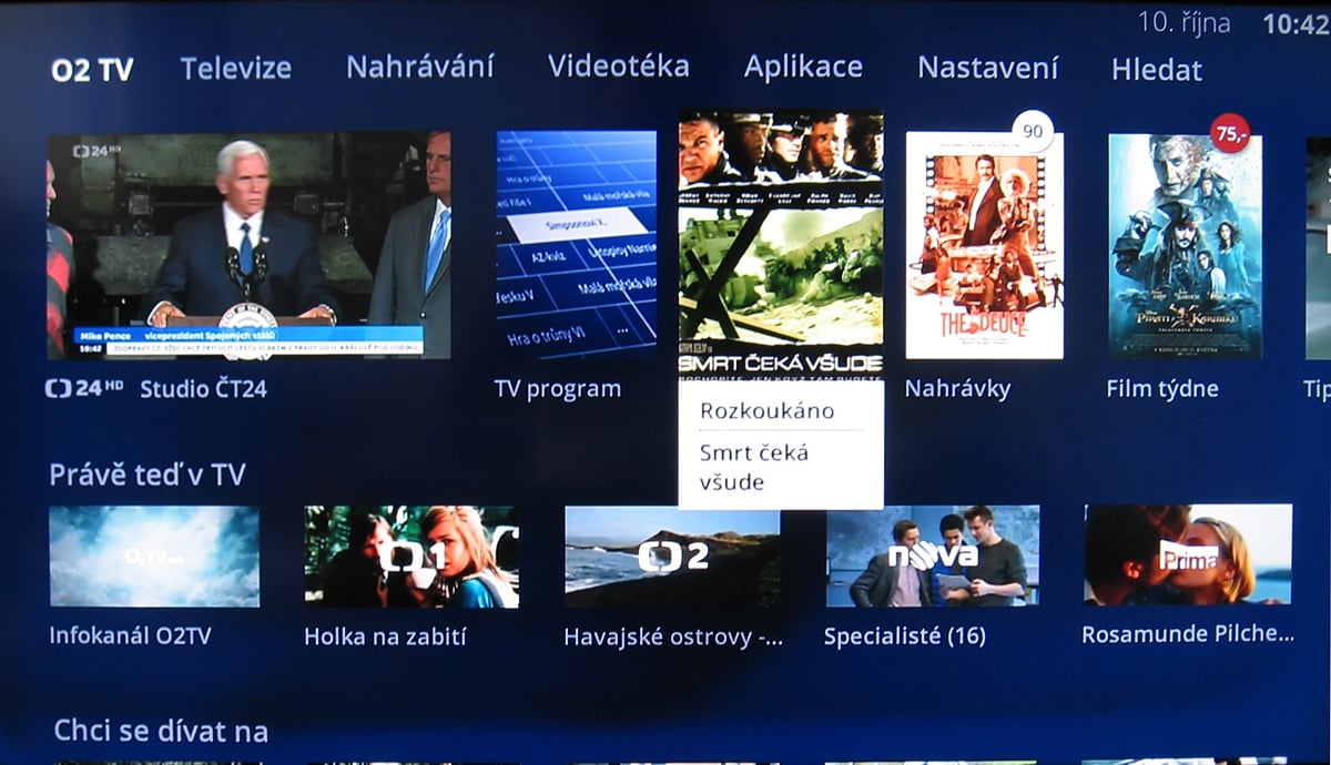 Moje menu O2 TV