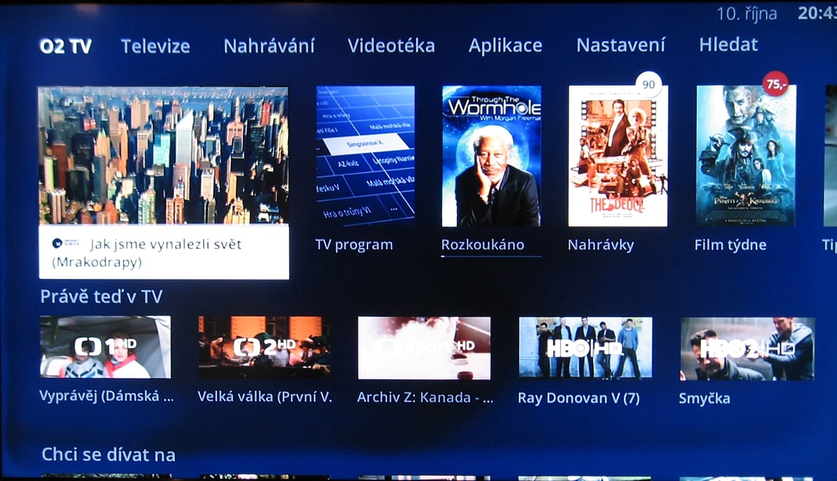Moje menu O2 TV