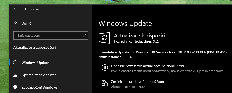 Instalace probíhá obdobně jako u běžných servisních aktualizací