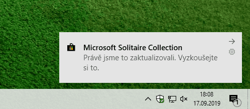Všimněte si ozubeného kola v oznámení