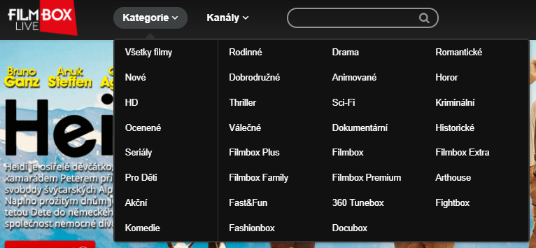 Nabídka online videí tuzemských placených kanálů